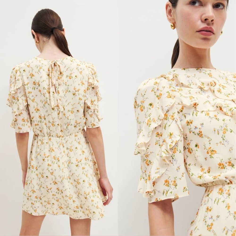 NWT Reformation Malachi Floral Mini Dress in Julius Cream Size 8 - Picture 2 of 11
